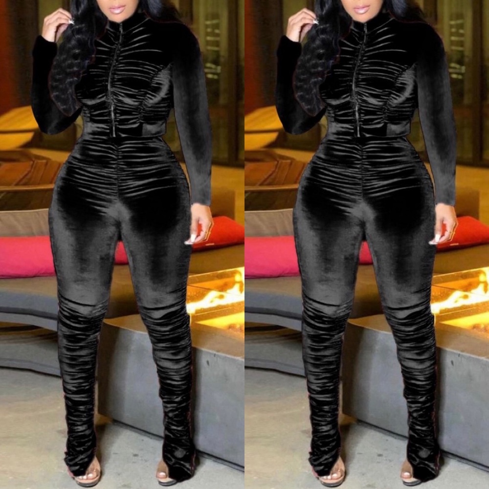 Velour Scrunch Jogger Set
